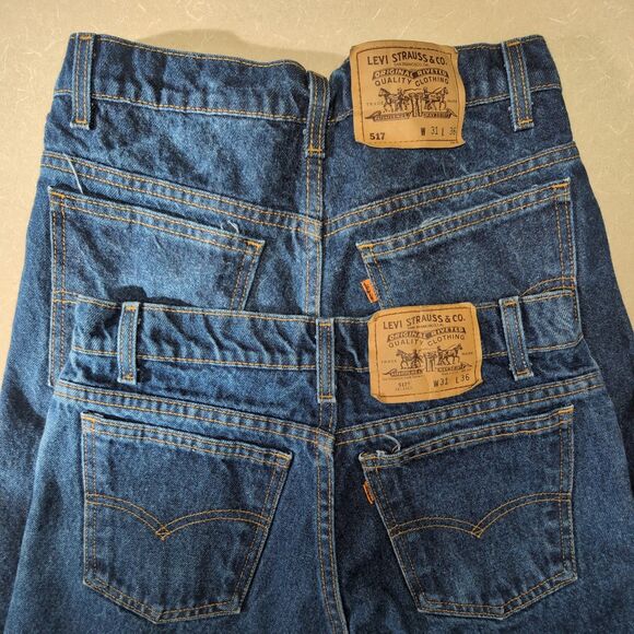 Vintage Levis Jeans 90s 517 Orange Tab 31x36 Bootcut Denim USA 2 Pair - Picture 1 of 13